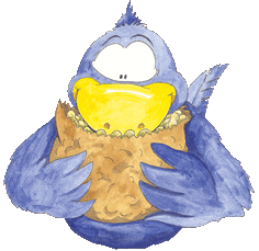 Pillow the parrot with his head in a bag of nuts